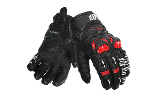 Sweep Volcano lyhyt racing ajokäsineet, musta/valkoinen/punainen